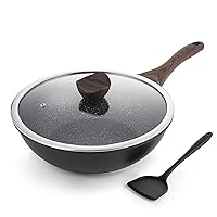 Nonstick Wok with Lid, 12 Inch Woks & Stir-fry Pans, Granite Stone Coating for Cooking, Induction Cookware, Compatible with All Stovetops, PFOA Free