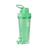 Takeya 24 oz Tritan Plastic Shaker Bottle - Premium BPA Free Protein Shakes Mixer, Leakproof Spout Lid, Shatterproof, Pistachio Green