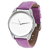 Minimal Violet Watch Unisex Wrist Watch, Quartz Analog Watch with Leather Band