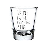 Motivational Shot Glass - It's Fine I'm Fine Everything Is Fine - Funny Sarcastic Witty Joke Comedy Sarcasm Humor For Women Mother Her…