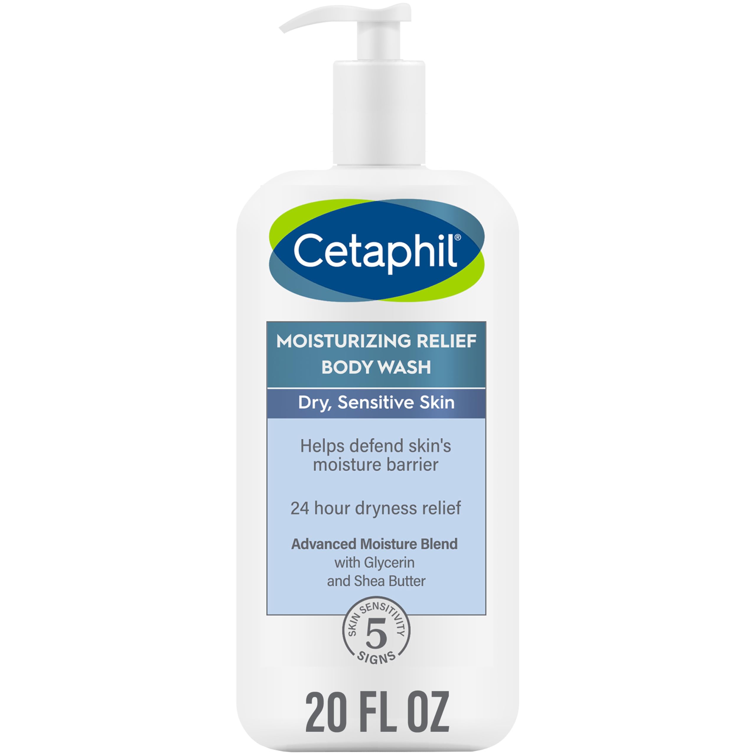 Cetaphil Body Wash, NEW Moisturizing Relief Body Wash for Sensitive Skin, Creamy Rich Formula & Ultra Gentle Refreshing Body Wash, For Dry to Normal, Sensitive Skin, 16.9oz, with Aloe Vera