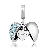 Grandma Heart I Love You Birthstone Dangle Charms for Bracelets Necklace Birthday Gift for Women Girls