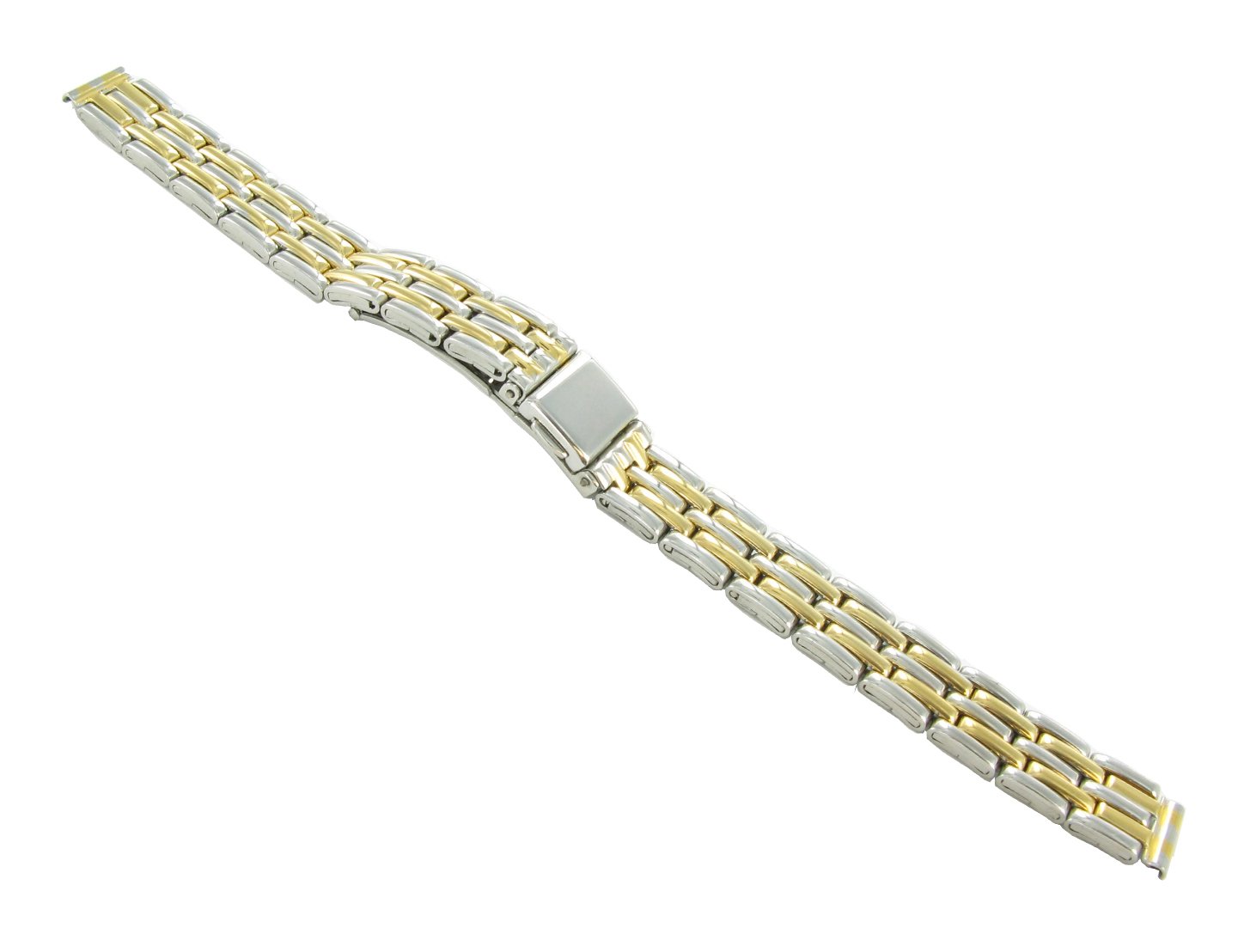 10mm T&C Stainless Solid Link Gold Silver Tone Push Open Clasp Shiny Watch Band