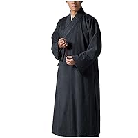 Men's Medieval Monk Gown Buddhist Meditation Wool Robe S-XXXXL