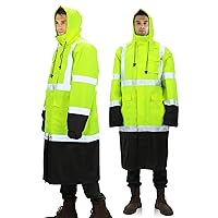 sesafety Hi Vis Rain Jacket, High Visibility Rain Gear, Class 3 Rain Suits for Men Waterproof with Black Bottom, Yellow Raincoat, 3M Reflective Strips
