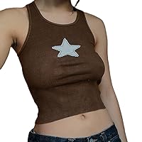 Women Vintage Summer Y2K Tank Tops Retro Star Printed Sleeveless Crop Vest Tops for Streetwear