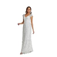 Wedding Dresses for Bride 2024 with Lace A Line Women Dress Cap Sleeves Beach Bride Dress Slim Long Dresses
