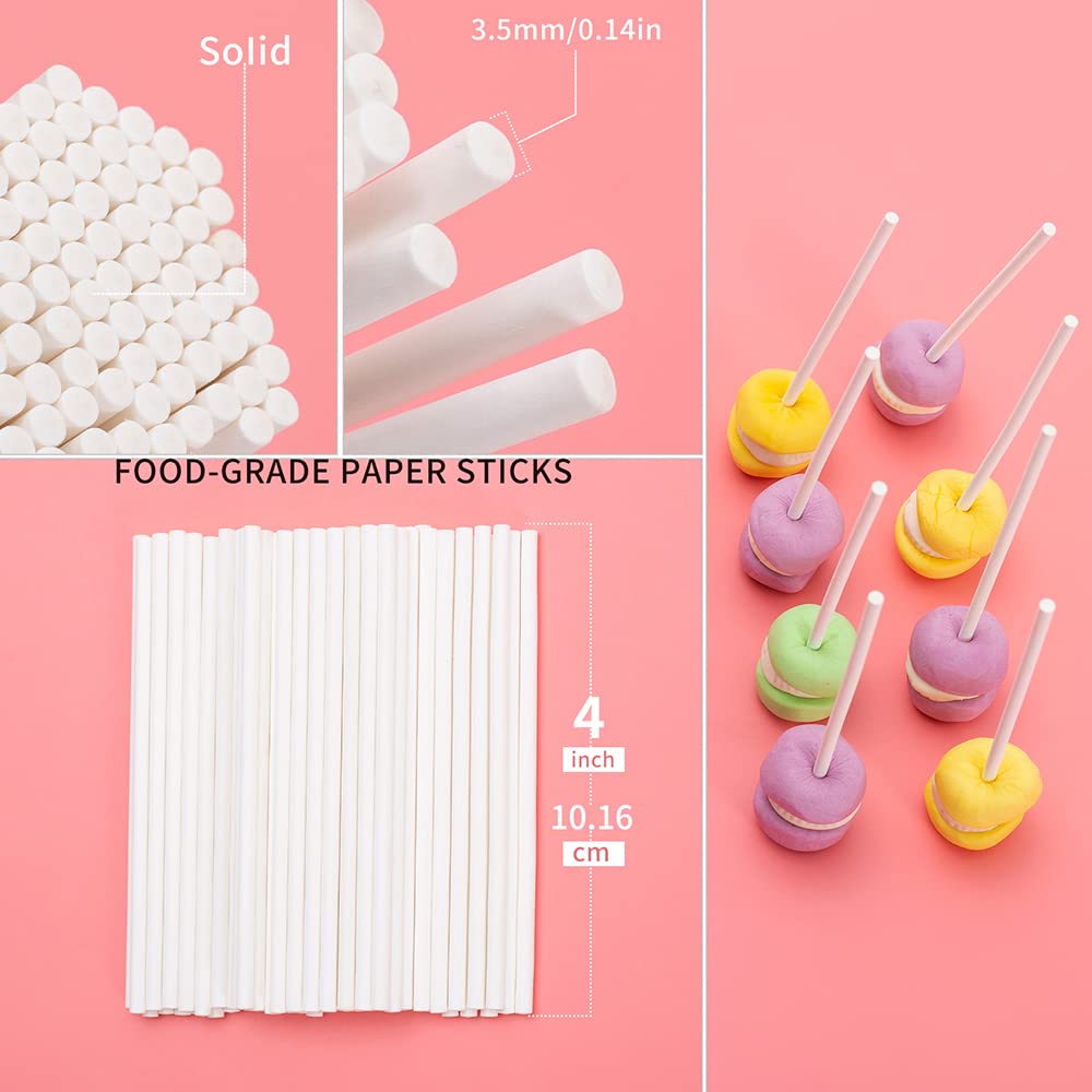 320Pcs Cake Pop Sticks and Wrappers Kit, Lollipop Sticks Cake Pop Bags with Metallic Twist Ties Bow, Perfect for Making Lollipops, Candies, Chocolates and Cookies - Great for Parties