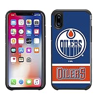 Apple iPhone X/Xs - NHL Licensed Edmonton Oilers Blue Jersey Textured Back Cover on Black TPU Skin