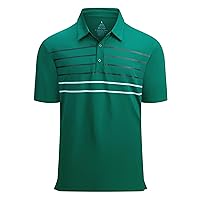 Mens Striped Golf Shirt Moisture Wicking Quick-Dry Sports Polo Shirts