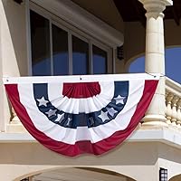 S-DEAL American Flag Bunting Patriotic Pleated Half Fan Flag USA Porch Red White and Blue Bunting for 4th of July, Veterans Day, Memorial Day, 3x6 Feet Set of 1