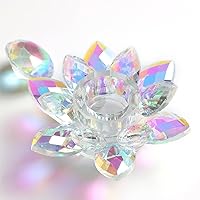 Colorful Crystal Glass Lotus Flower Nail Cup with Lid Acrylic Nail Liquid Powder Sequins Holder Container Dappen Dish for Monomer Nail Art Beauty Tools Jewelry Storage Candleholder Decoration (Small)
