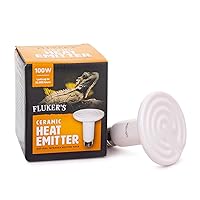 Fluker's Ceramic Heat Emitter, Natural Infrared Heating Bulb for Reptiles, 100 Watt , Black