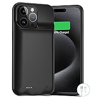 Battery Case for iPhone 15 Pro Max, 2023 Newest 9000mAh Rechargeable Portable Charging Case with Carplay Compatible with iPhone 15 Pro Max (6.7 inch) Extend Battery Pack Protective Charger Case -Black