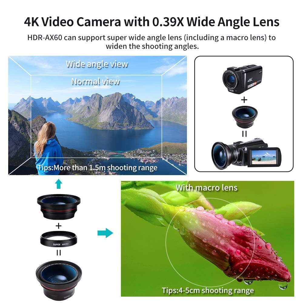 4K Video Camera Camcorder ORDRO AX65 Wifi UHD Camcorder 3.5