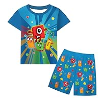 Toddler Boys Cartoon Short Set Kids Graphic T Shirt with Short Clothes Set