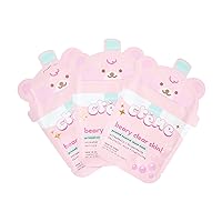 Boba Bears Beary Clear Skin! Sheet Mask - Brightening, Clarifying with Strawberry Essence and Salicylic Acid for Radiant Glow and Smooth Skin - Korean Beauty Secret, Set of 3