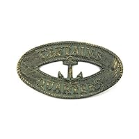 Hampton Nautical Antique Bronze Captains Quarters with Anchor Sign 8