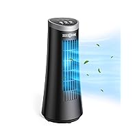 PARIS RHÔNE Desk Fan, 75° Oscillating Tower Fan with 2 Speeds, Quiet Cooling Table Fan, 12’’ Portable Corded Small Fan, Bladeless Fan for Bedroom Home Office Desktop, Black, 9 Inch