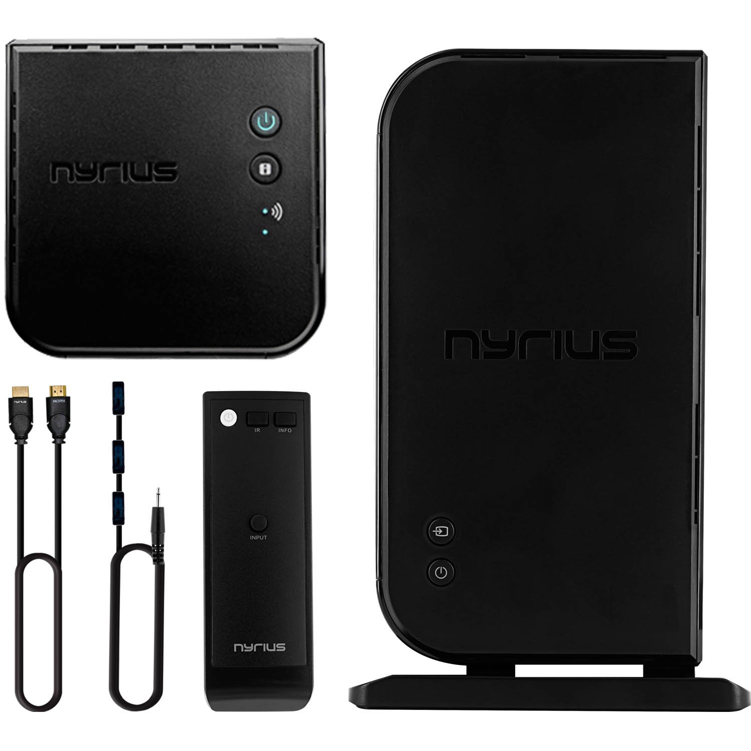 Nyrius Aries Home+ Wireless HDMI 2X Input Transmitter & Receiver for Streaming HD 1080p 3D Video and Digital Audio from Cable Box, Satellite, Bluray, DVD, PS4, PS3, Laptops, PC - 2 Pack