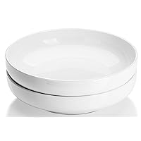 DOWAN Pasta Bowls, 65 oz Serving Bowls for Wedding, 10'' Large Salad Bowls Set of 2, Ceramic Shallow Bowl Plates, Serving Dishes for Entertaining, Microwave Dishwasher Safe