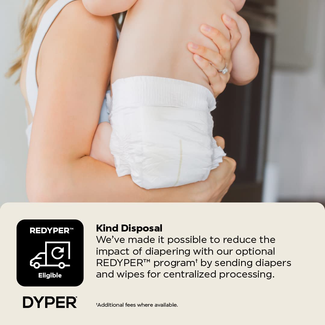 DYPER Viscose from Bamboo Baby Diapers Size 4 + 1 Pack Wet Wipes | Honest Ingredients | Made with Plant-Based* Materials | Hypoallergenic for Sensitive Skin, Unscented