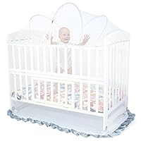 Orzbow Mosquito Net for Crib, Encrypted Baby Toddler Crib Tent Full Cover Safety Net, with Two-Way Zippers, Durable, Strong, Keep Baby Infant from Climbing Out, Falls and Mosquito Bites, White