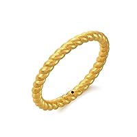CHOW SANG SANG 999 24K Solid Gold Stackable Cubic Twisted Rope Ring for Women 92309R