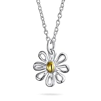 Summer Spring Time Two Tone Multi Charm Sunshine Sunflower Daisy Flower Earring Pendant Bracelet Jewelry Set For Women Teen Yellow 14K Gold Plated .925 Sterling Silver