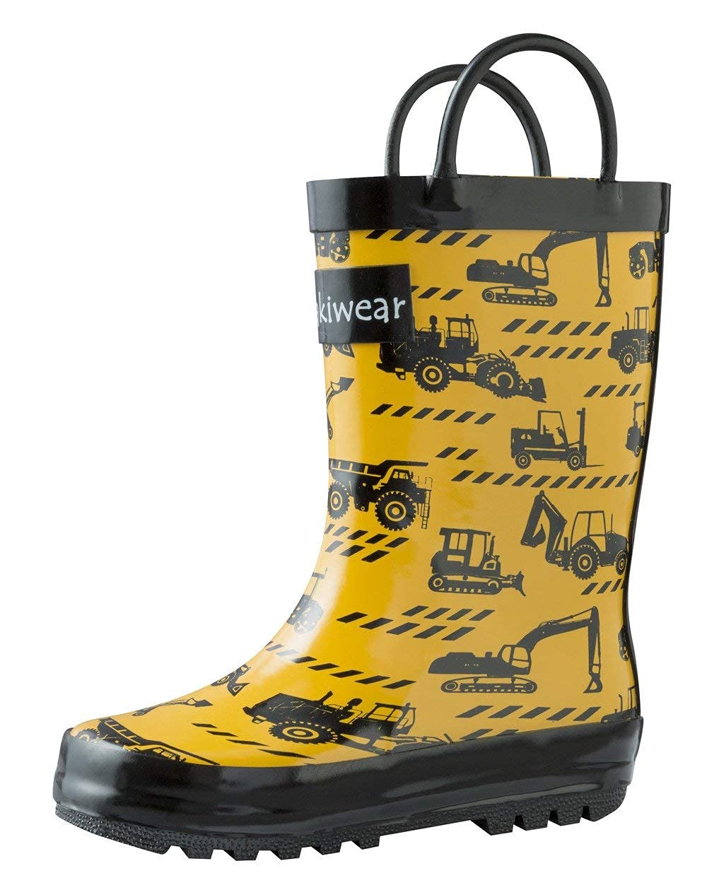 OAKI Kids Waterproof Rubber Rain Boots with Easy-On Handles