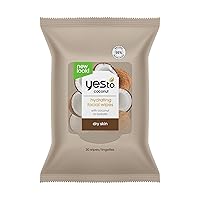 Yes To Face Wipes for Women and Men, Restoring Facial Cleansing Wipes for use as a Make Up Remover, Cleaning, Soothing, Coconut (Pack of 2)