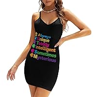Autism Unique Puzzle Casual Mini Dresses for Women Backless Slip Sundress Sexy V Neck Party Tank Dress