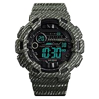 FeiWen Sport Watch for Men Boys Plastic Case with Rubber Band Outdoor Military Waterproof 50M Water Resistant Dual Time LED LED Electronic Multifunction Digital Watches