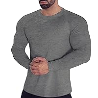 Tshirts Shirts for Men Cotton Summer Spring Fitness Sports Quick Frying Long Sleeve T Shirt Round Neck Solid
