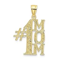 10k Gold Number 1 Mom Vertical Pendant Necklace Measures 22.5x15.1mm Wide Jewelry for Women
