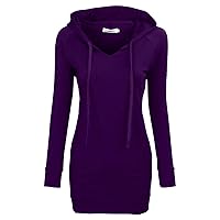 BEPEI Womens Long Sleeve Tunic Hoodie Dress String Sweatshirts With Pockets