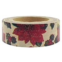 Wrapables Floral & Nature Japanese Washi Masking Tape - Poinsettias & Mistletoes