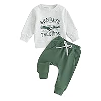 Gueuusu Toddler Boy Girl Football Outfits Sundays Are for the Bird Eagle Sweatshirts Top Pants Set 2Pcs Game Day Clothes