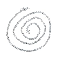 The Diamond Deal 10kt White Gold Mens Round Diamond 16-inch Tennis Chain Necklace 2-7/8 Cttw