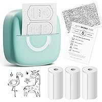 Mini Printer Sticker Thermal Printer with 3 Rolls Paper, Bluetooth Portable Phone Printer,Study Printer for Pictures, Photos, Journals, DIY, Compatible with Phone & Tablet.