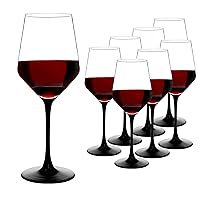 Wine Glasses with Black Stem & Base, Set of 8, 17 Oz Wine Glasses for Red Wine, Unique Gifts for Wine Lovers, Dishwasher Safe