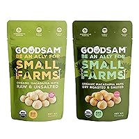 GoodSAM Organic Macadamia Nuts, NON GMO, Direct trade, Vegan, Gluten free, Keto friendly, Regenerative Farming - 2 Pack Bundle (1 Salted and 1 Raw)