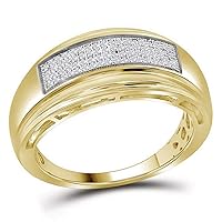 Diamond2Deal Yellow-tone Sterling Silver Mens Round Diamond Wedding Band Ring 1/5 Cttw Color- G-H Clarity- I2-I3