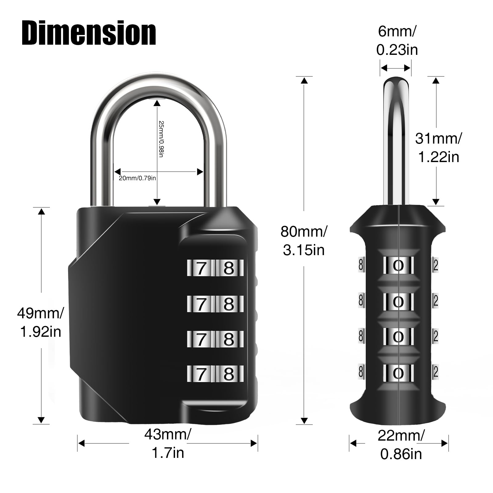 SUTOUG Combination Lock Waterproof 4 Digit Padlocks with Combination Code, Zinc Alloy Combination Lock for Door, Tool Boxes, Schools, Gym, Garden, Fences, Reel Cabinet & Storage, Black
