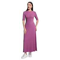 Women's Dress Solid A-line Dress in Lilac Purple, Casual, Short Sleeve, Maxi Length, Regular Fit