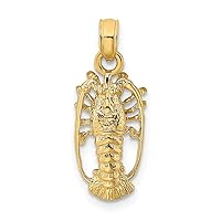 10 kt Yellow Gold Florida Lobster with Out Claws Charm 14 x 8 mm