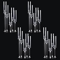 4 Pcs Acrylic Candelabra Centerpieces for Wedding,Clear 5 Arms Candlesticks Holder with Acrylic Shade for Dinner Party Valentine's dayCenterpieces for Table Decoration Fit 0.8 LED Candle