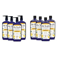 Dr Teal's Body Wash with Pure Epsom Salt, with Prebiotic Lemon Balm & Sage, 24 fl oz (Pack of 4) (Packaging May Vary) & Foaming Bath with Pure Epsom Salt, Prebiotic Lemon Balm & Essential Oils