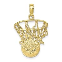 10k Gold Swoosh Basketball and Net Pendant Necklace Jewelry Gifts for Women