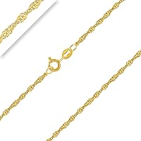Planetys - 18K Gold Plated 925 Sterling Silver Singapore Chain Necklace 1.4 mm Width Lengths: 16, 18, 20, 22, 24, 26, 28